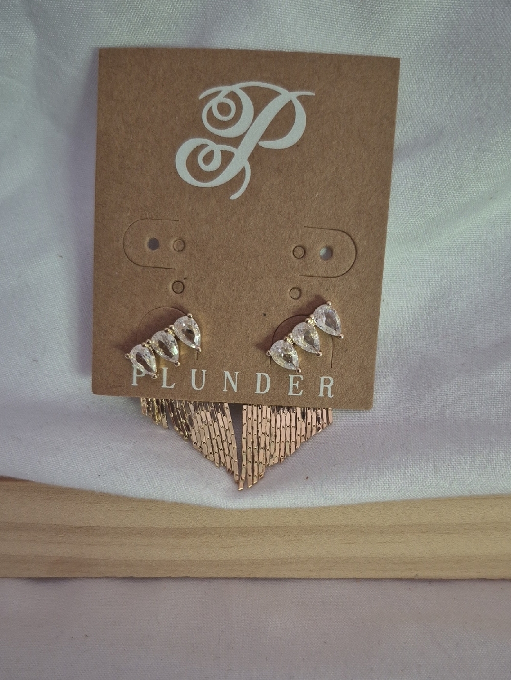 Plunder Rose Gold Crystal Teardrop Ear Climbers
